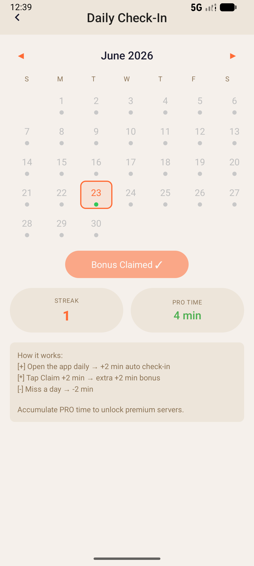 Daily check-in